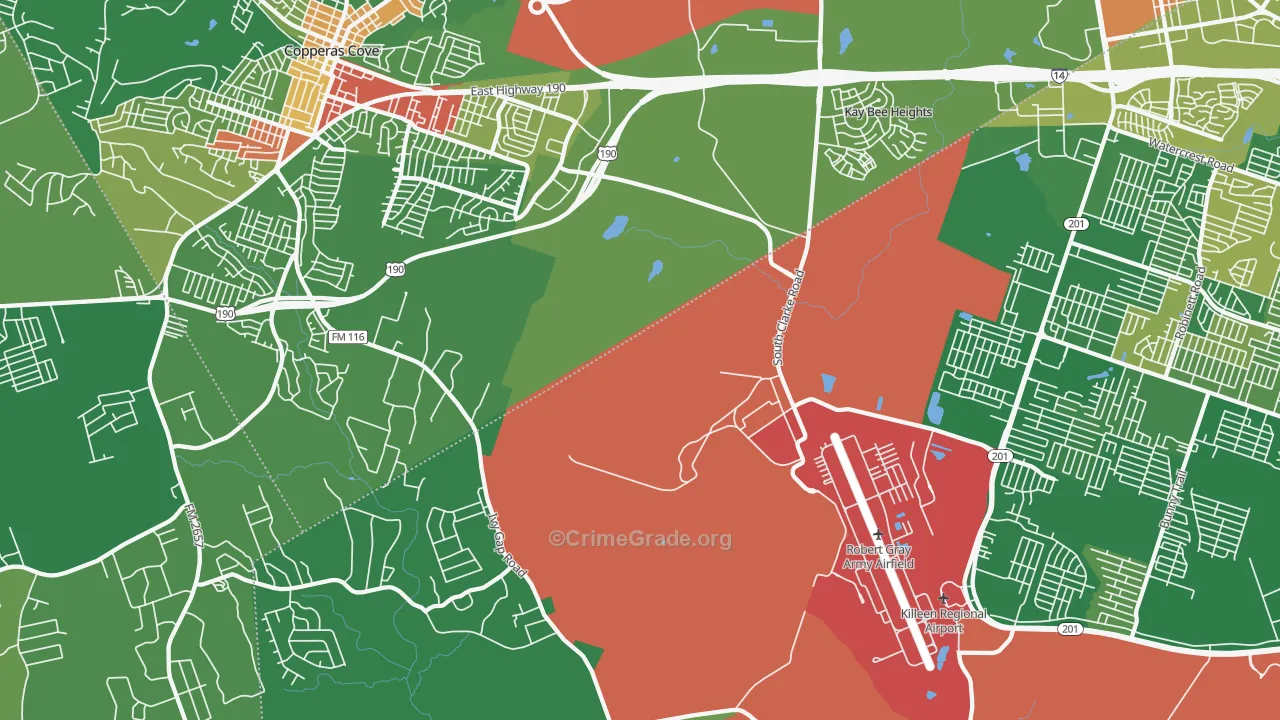 Kay Bee Heights, TX Map of Robbery Rates