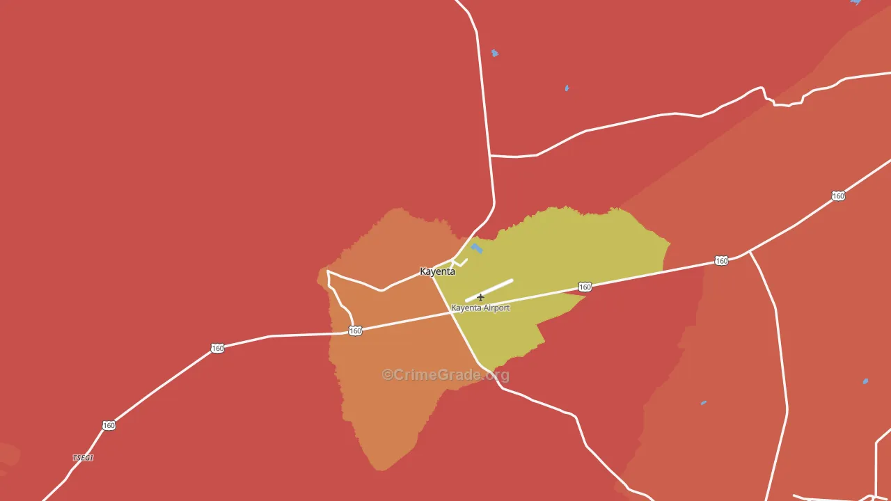 Kayenta, AZ Map of Robbery Rates