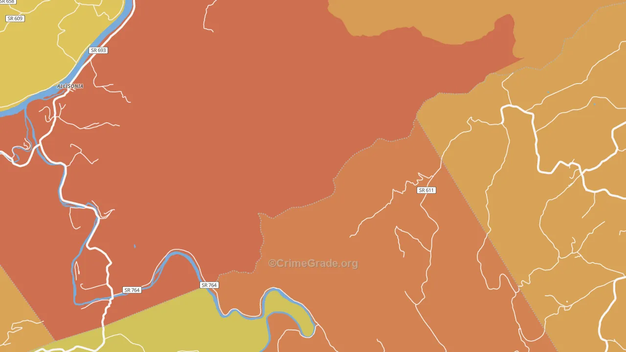 Kayoulah, VA Map of Robbery Rates