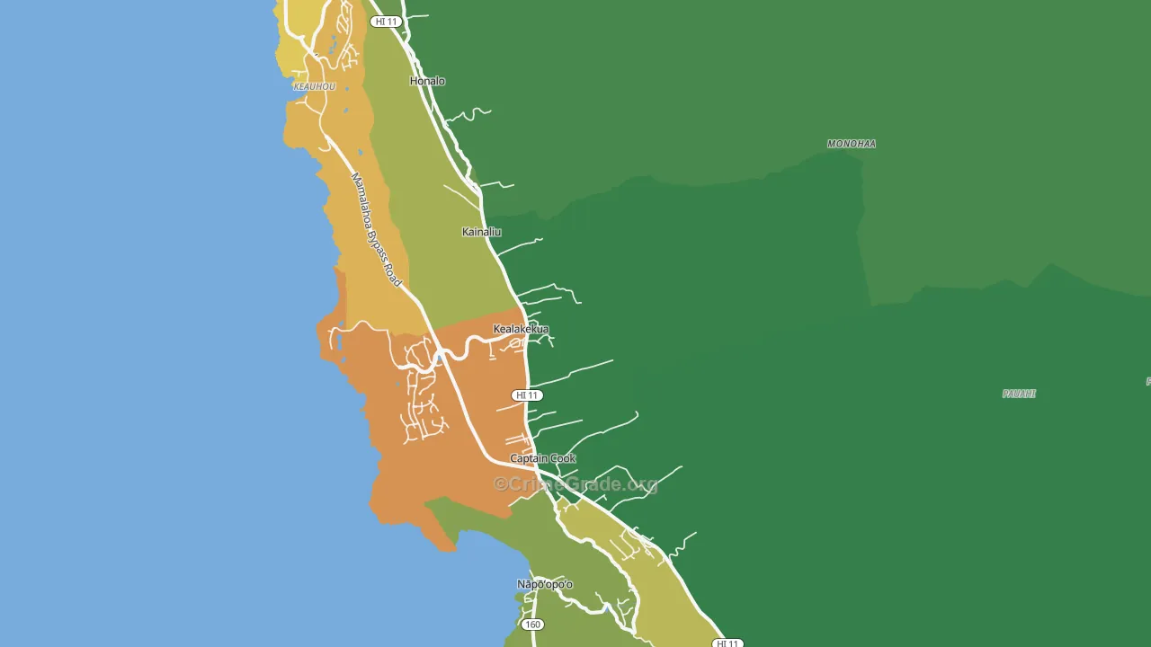Kealakekua, HI Map of Robbery Rates