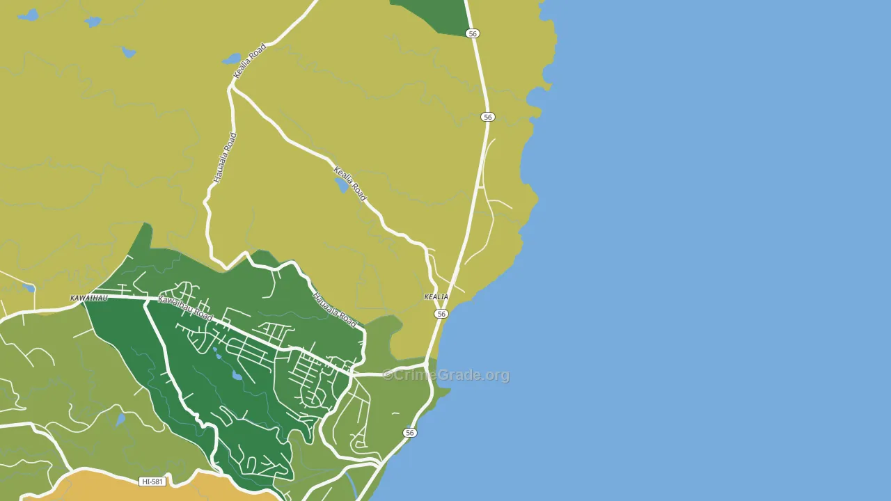 Kealia, HI Map of Robbery Rates