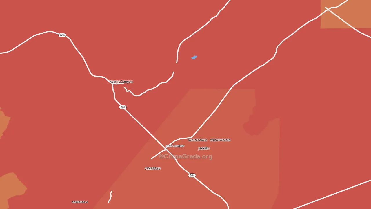 Keams Canyon, AZ Map of Robbery Rates