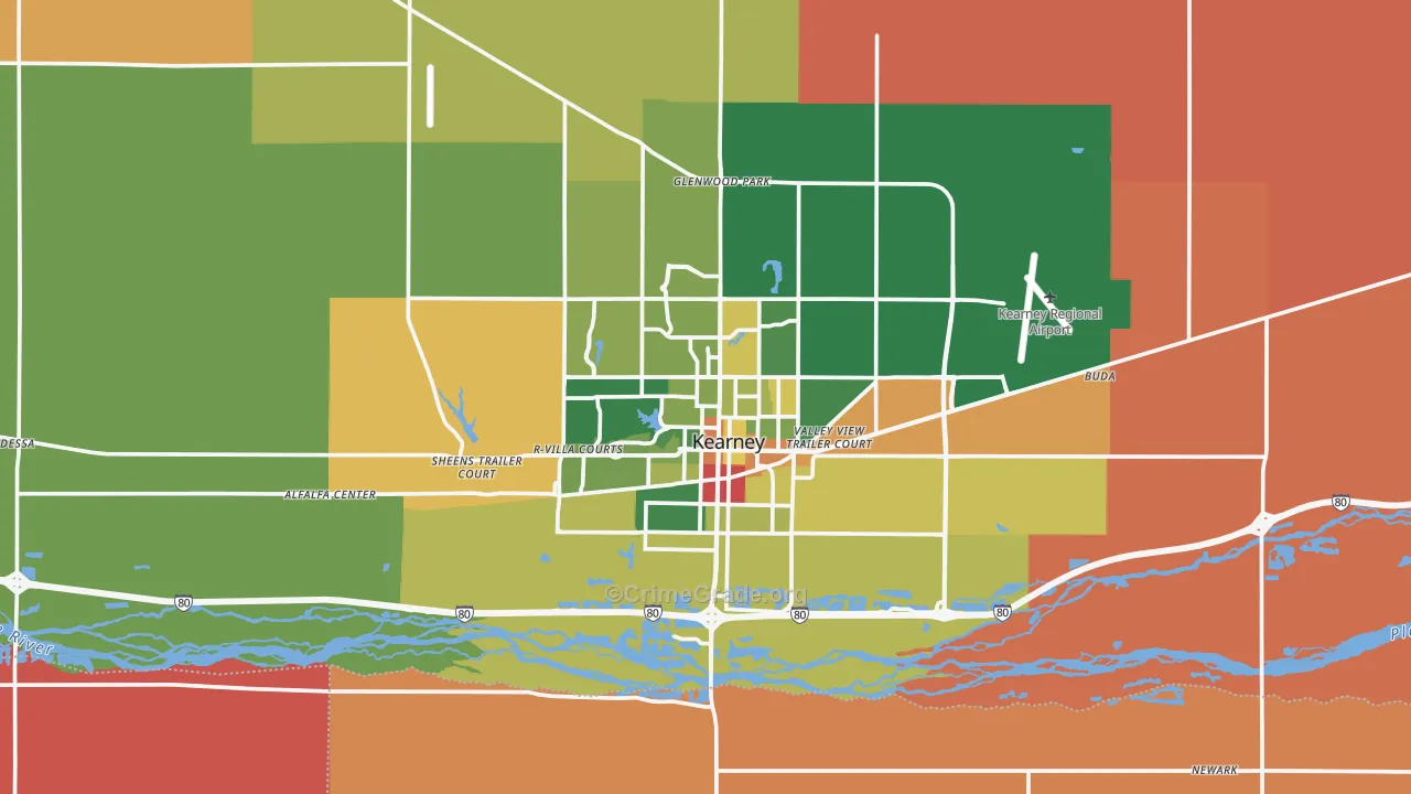 Kearney, NE Map of Robbery Rates