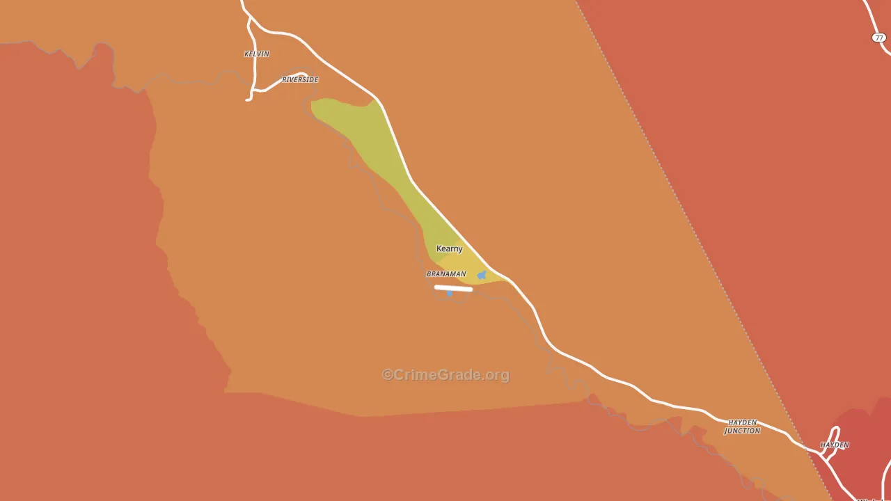 Kearny, AZ Map of Robbery Rates