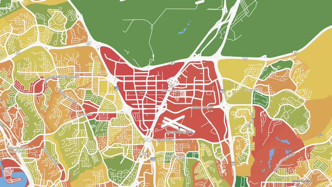 Kearny Mesa, San Diego, CA Map of Robbery Rates