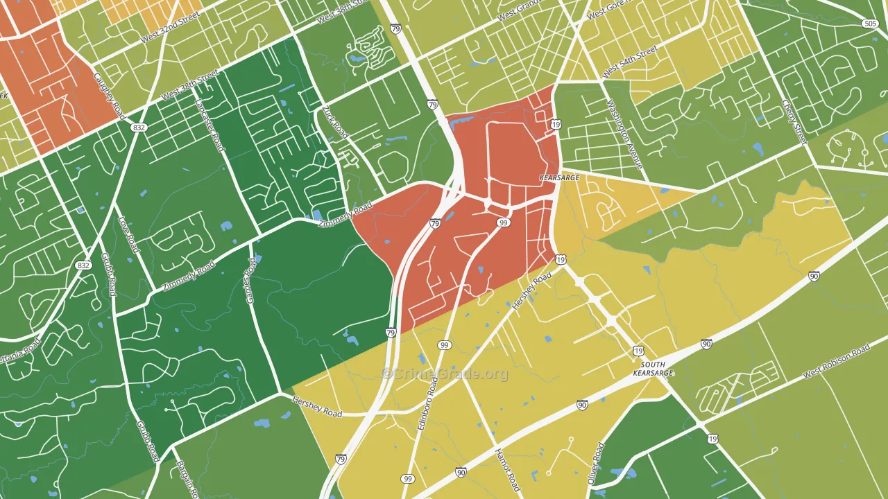 Kearsarge, PA Map of Robbery Rates