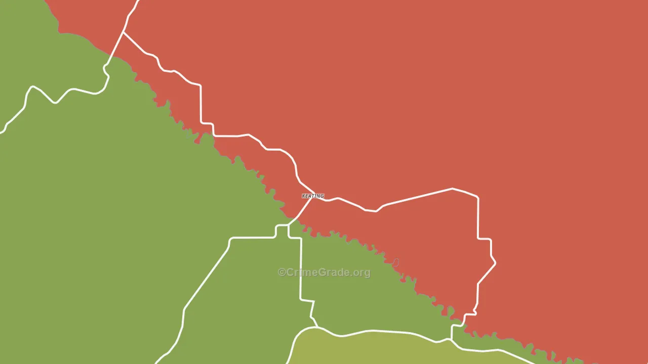 Keating, OR Map of Robbery Rates