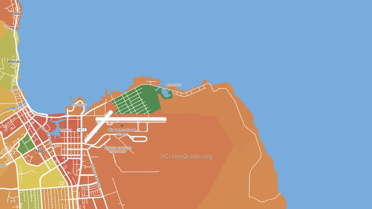 Keaukaha, HI Map of Robbery Rates