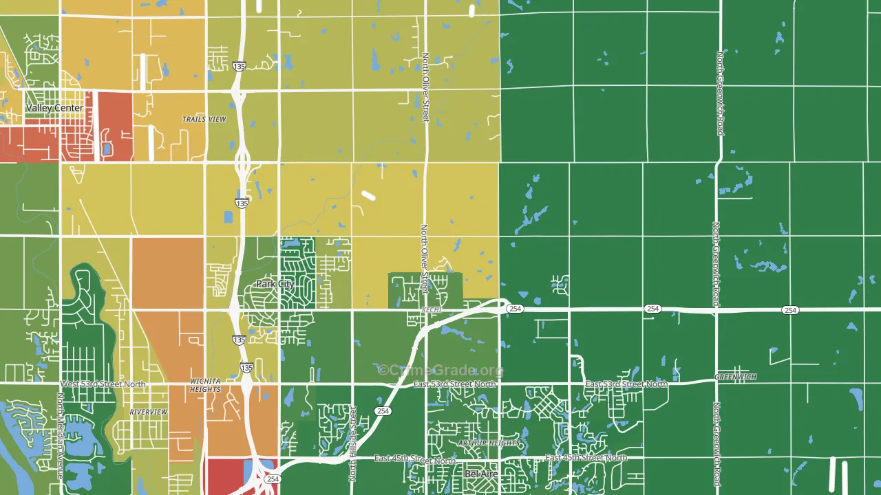 Kechi, KS Map of Robbery Rates