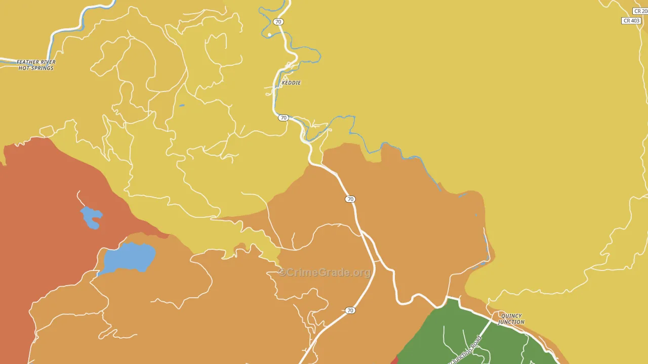 Keddie, CA Map of Robbery Rates