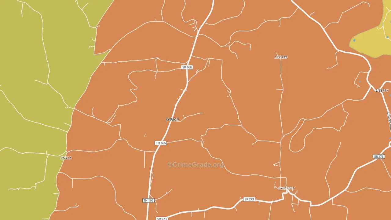 Kedron, TN Map of Robbery Rates