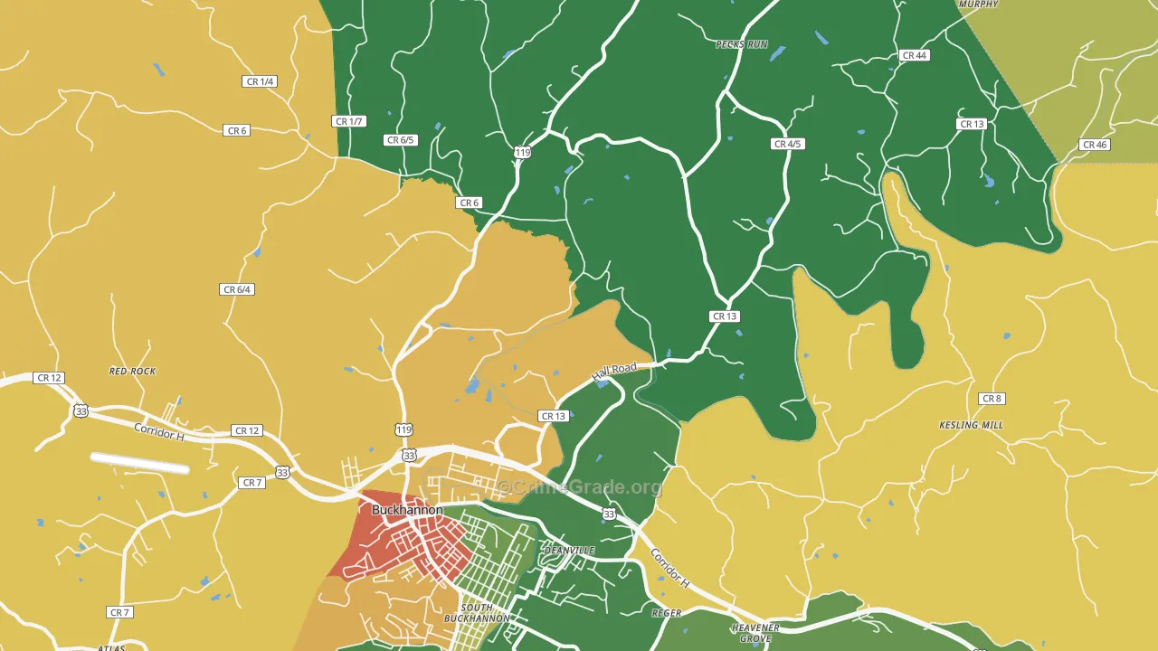 Kedron, WV Map of Robbery Rates
