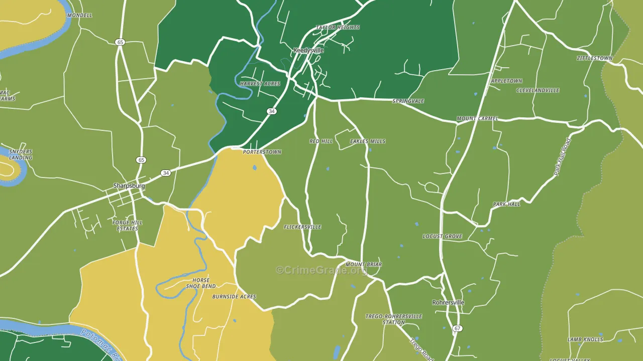 Keedysville, MD Map of Robbery Rates