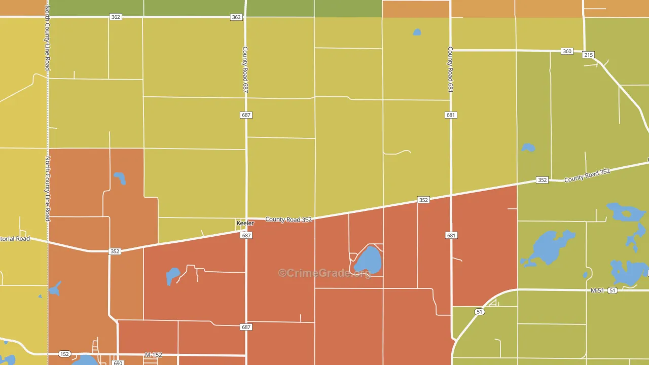 Keeler, MI Map of Robbery Rates