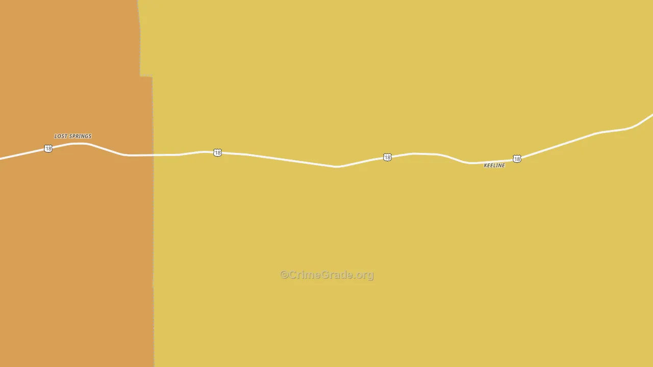 Keeline, WY Map of Robbery Rates
