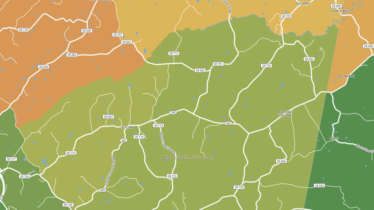 Keeling, VA Map of Robbery Rates