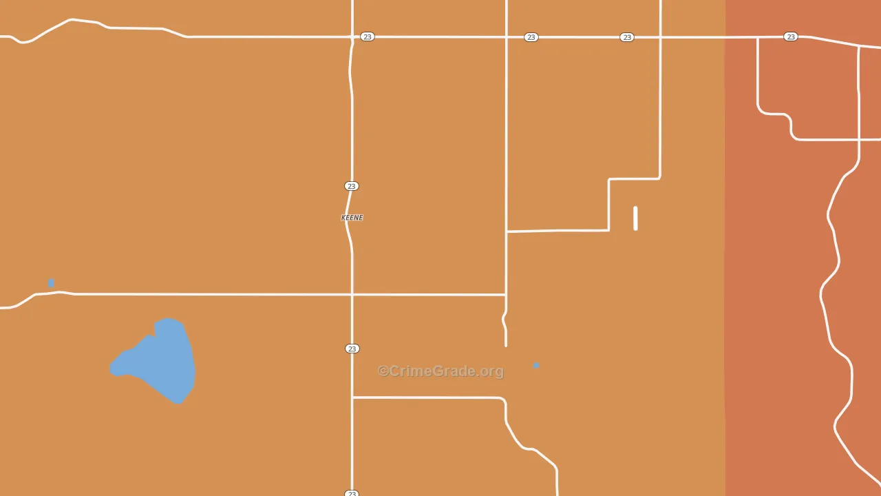 Keene, ND Map of Robbery Rates