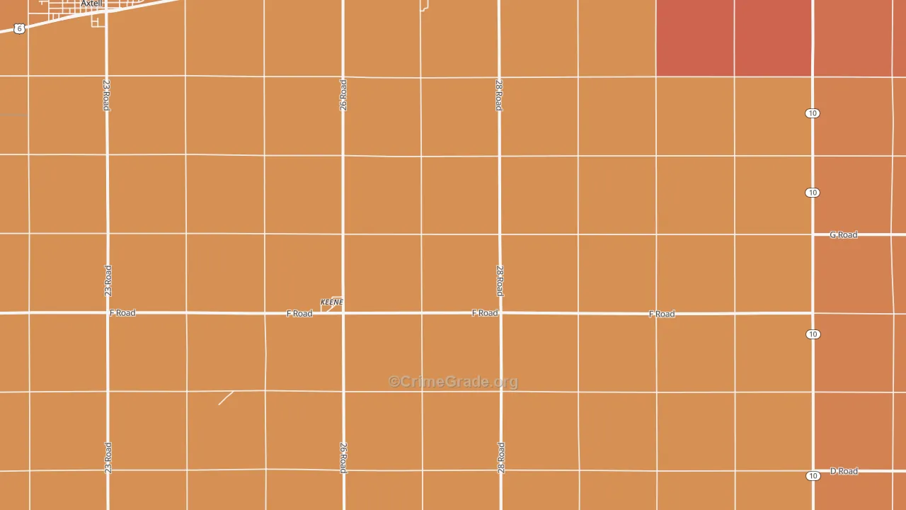 Keene, NE Map of Robbery Rates