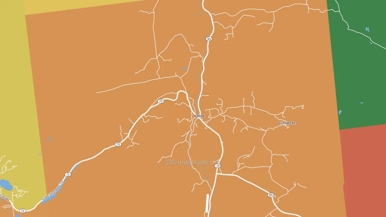 Keene, NY Map of Robbery Rates