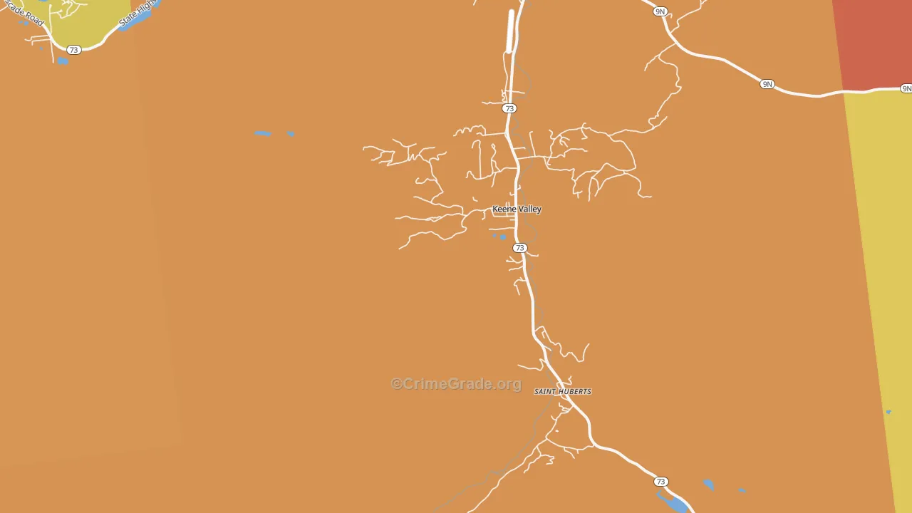 Keene Valley, NY Map of Robbery Rates