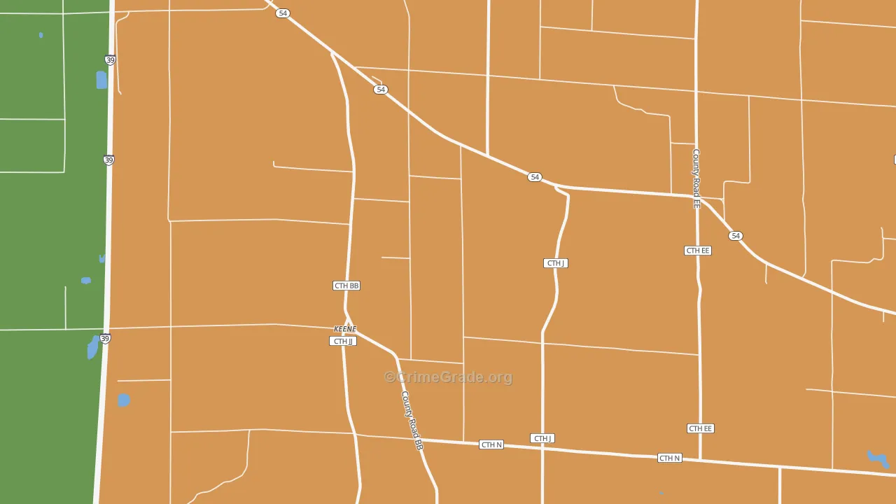 Keene, WI Map of Robbery Rates