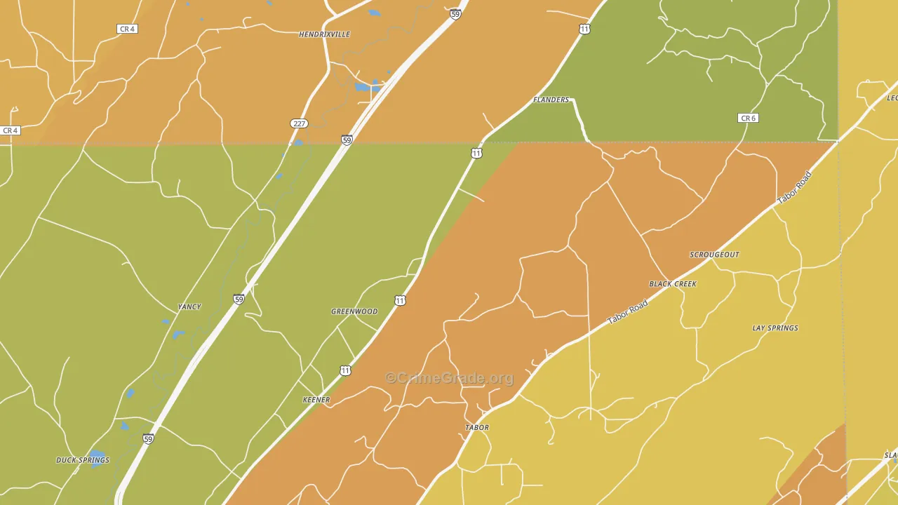 Keener, AL Map of Robbery Rates