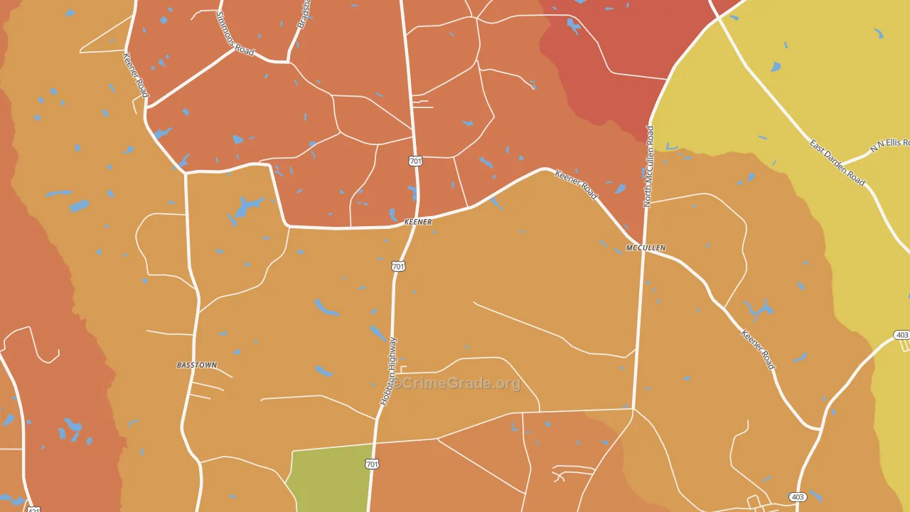 Keener, NC Map of Robbery Rates