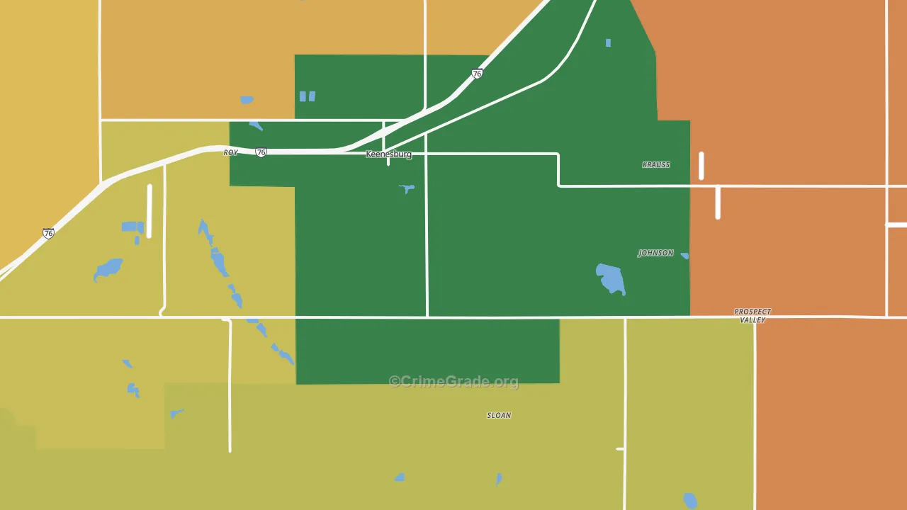 Keenesburg, CO Map of Robbery Rates