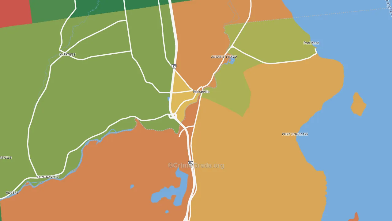 Keeseville, NY Map of Robbery Rates
