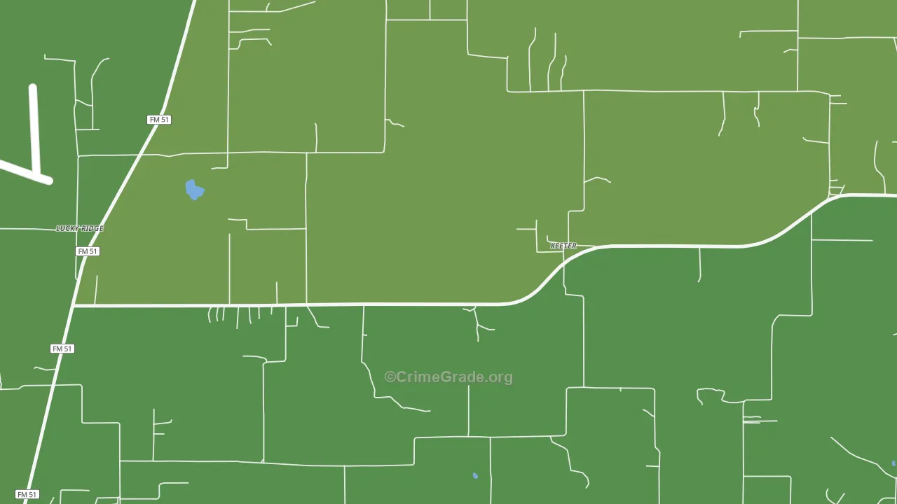 Keeter, TX Map of Robbery Rates