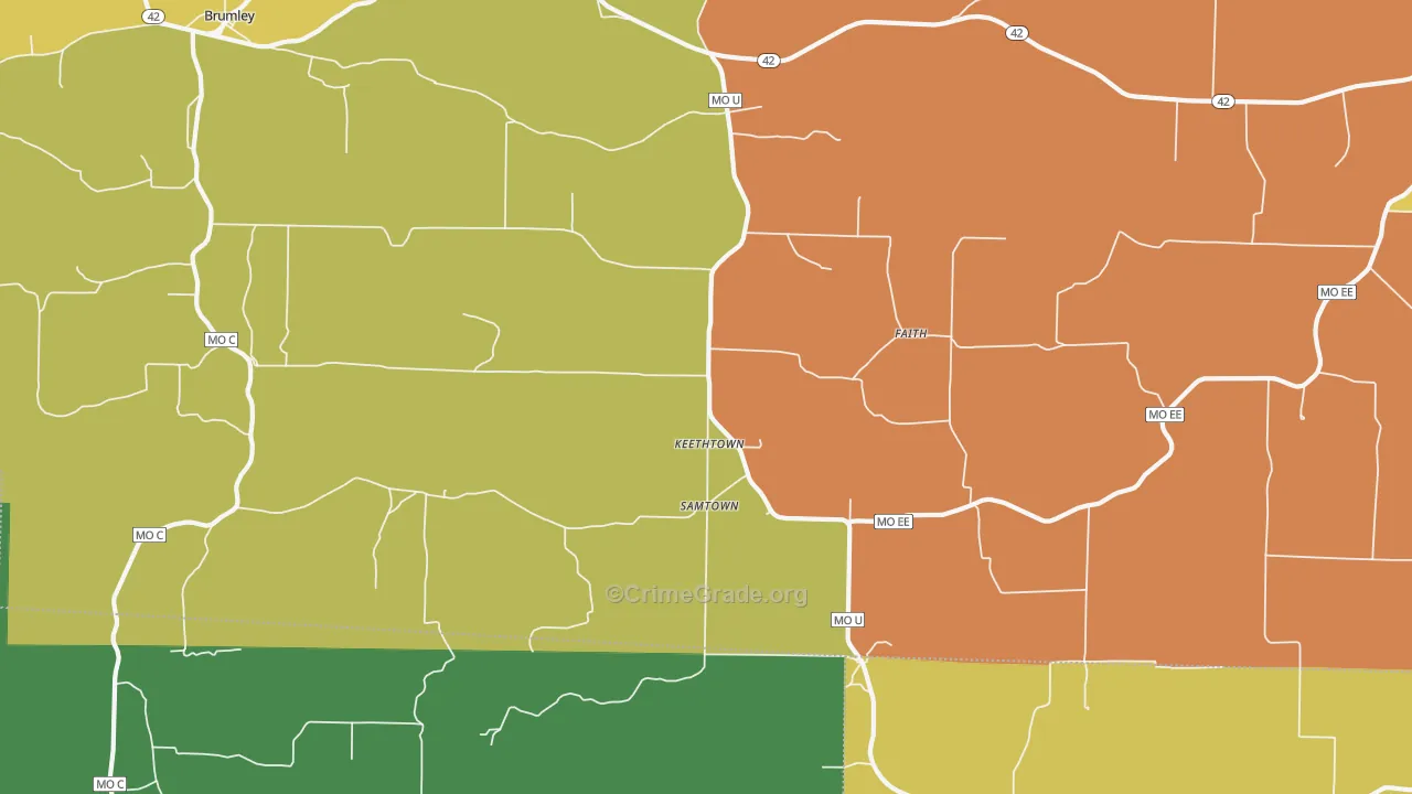 Keethtown, MO Map of Robbery Rates