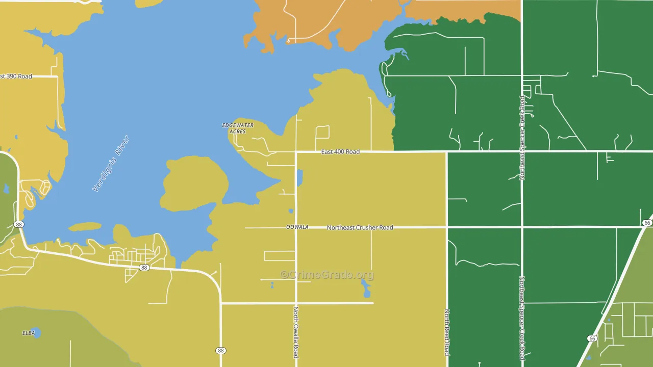 Keetonville, OK Map of Robbery Rates
