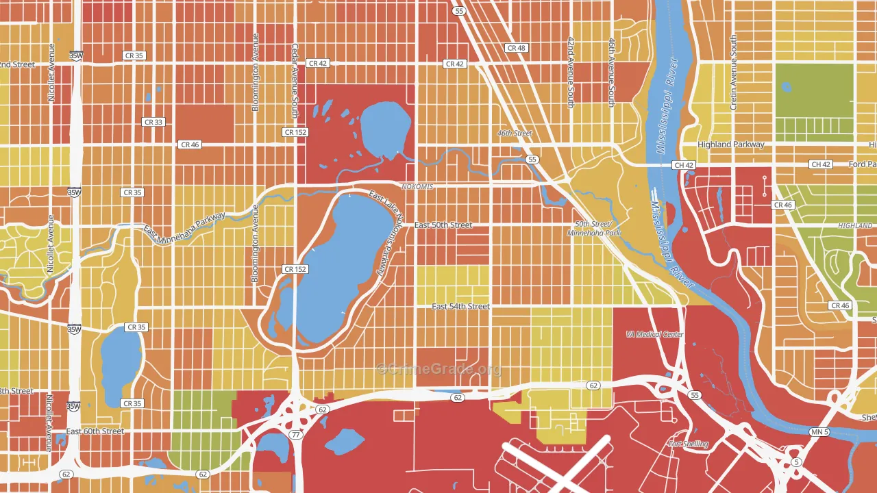 Keewaydin, Minneapolis, MN Map of Robbery Rates