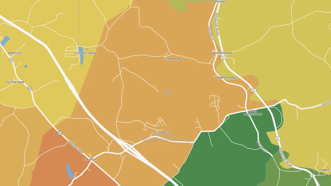 Keisterville, PA Map of Robbery Rates