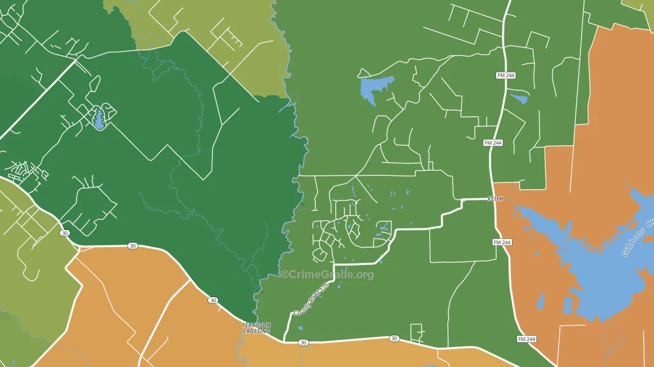 Keith, TX Map of Robbery Rates