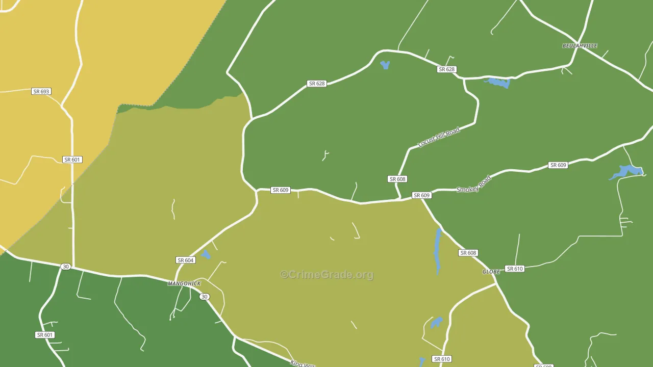 Keith, VA Map of Robbery Rates