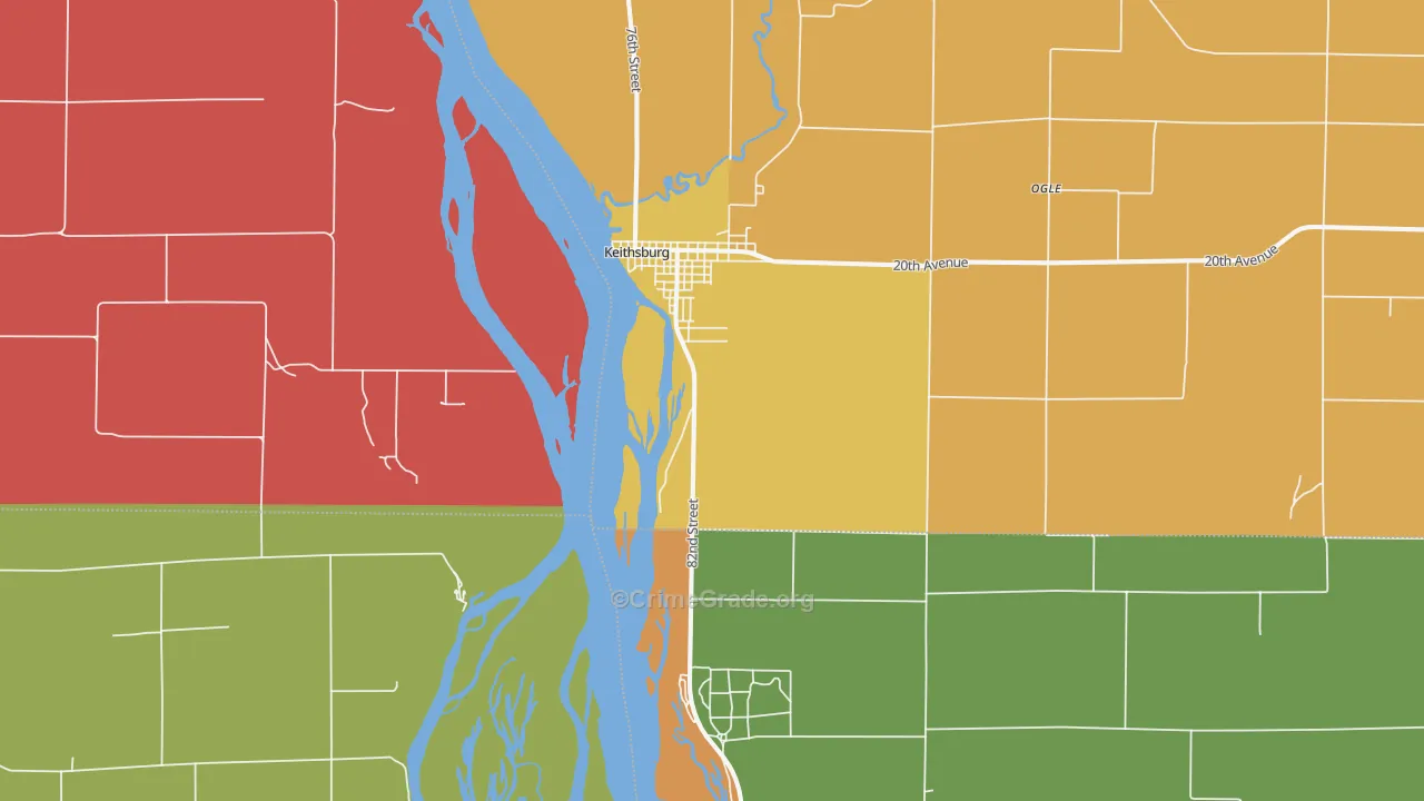 Keithsburg, IL Map of Robbery Rates