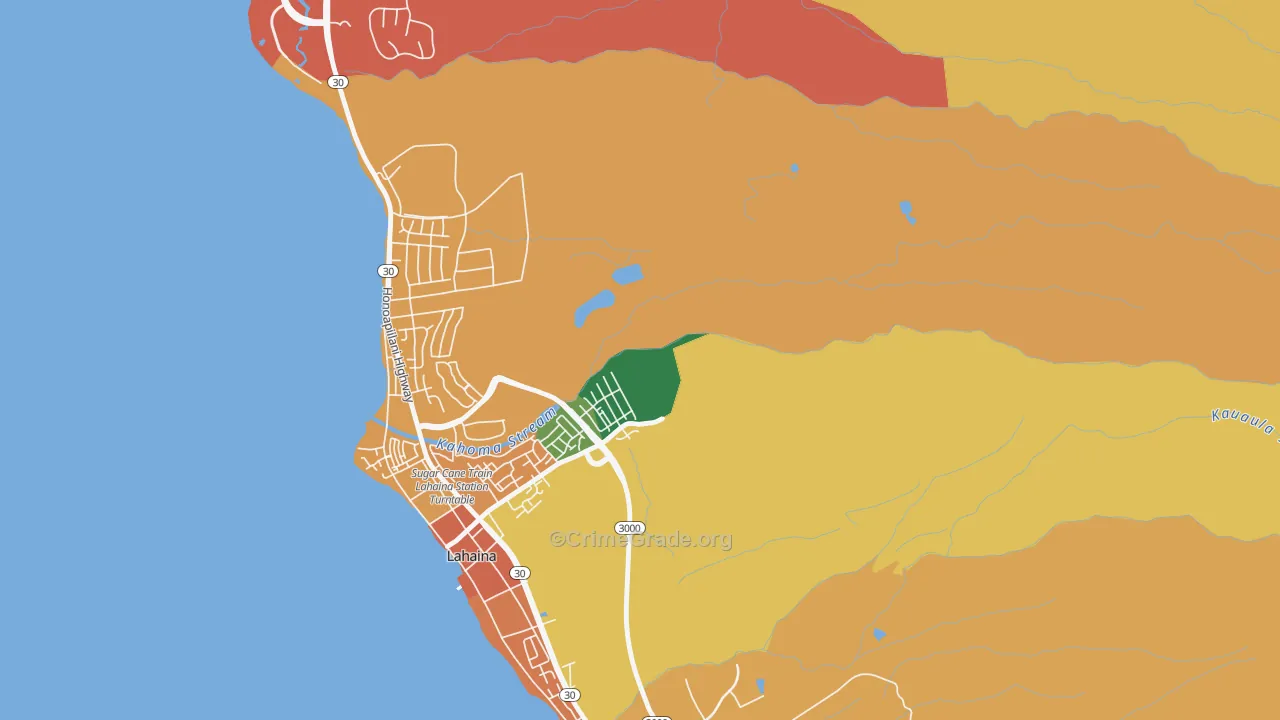 Kelawea, HI Map of Robbery Rates