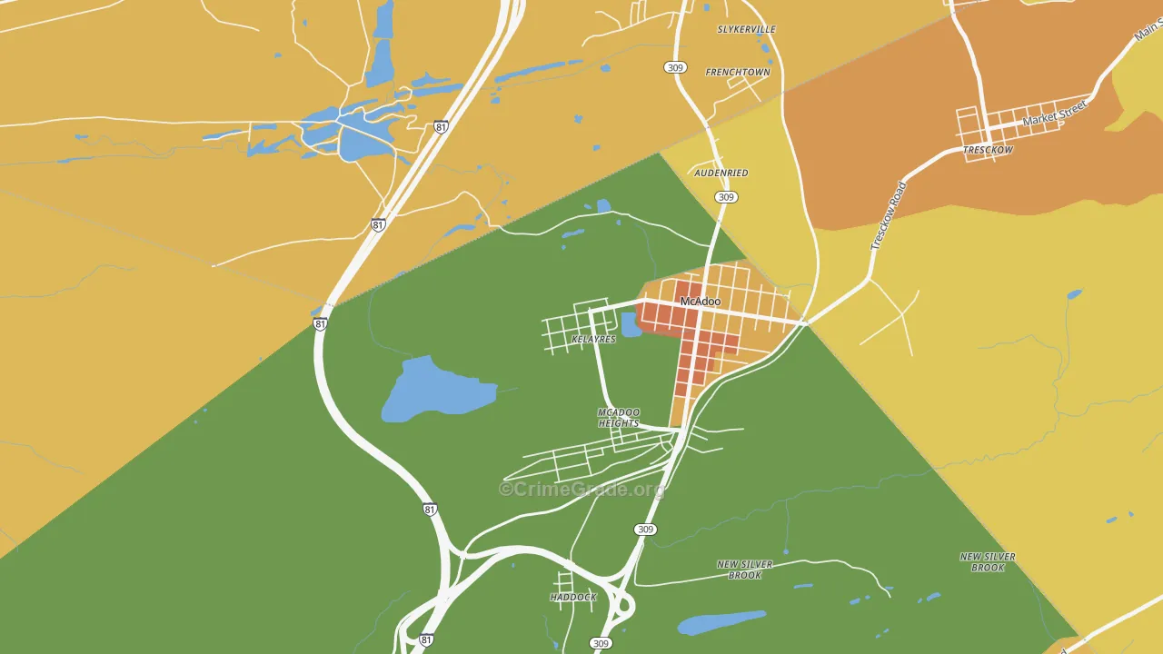 Kelayres, PA Map of Robbery Rates