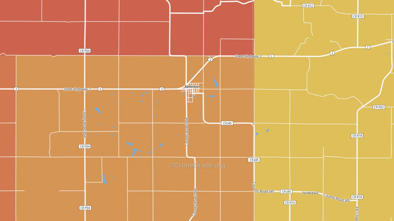 Kellerton, IA Map of Robbery Rates