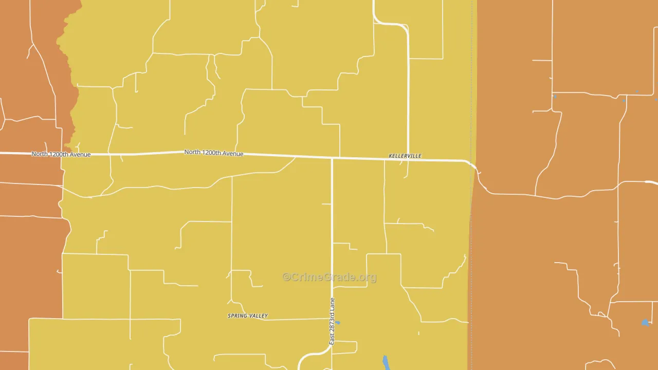 Kellerville, IL Map of Robbery Rates