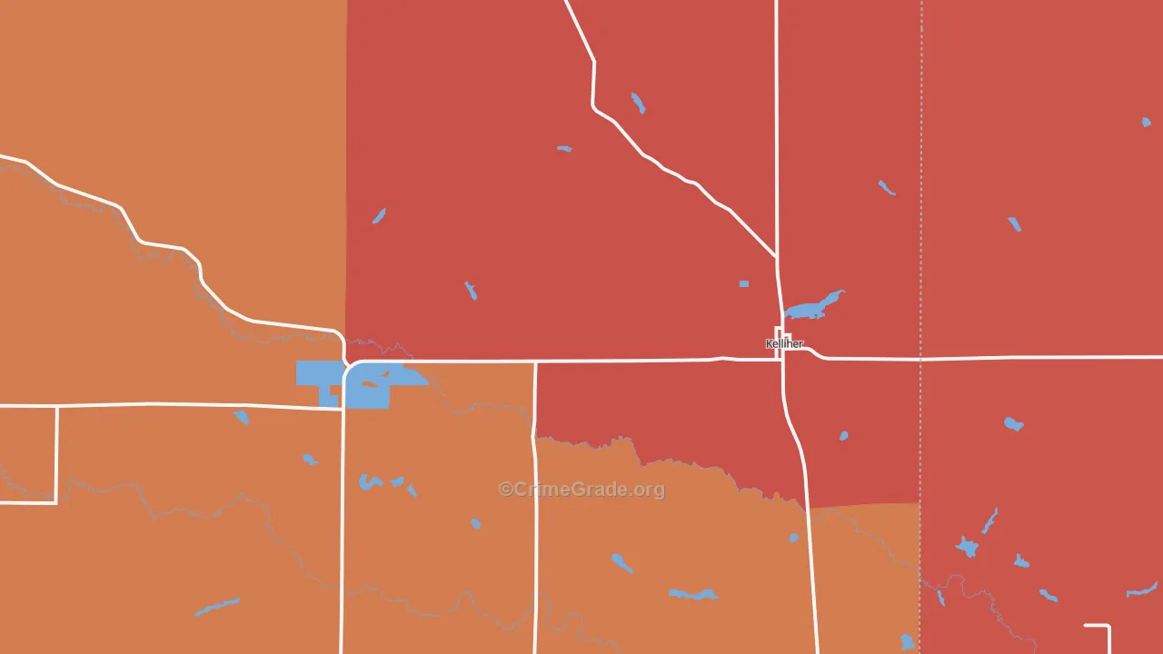 Kelliher, MN Map of Robbery Rates