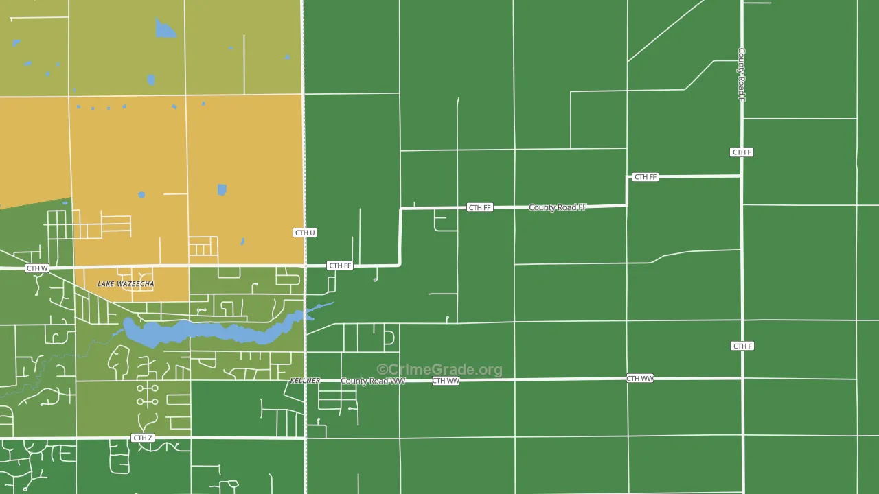 Kellner, WI Map of Robbery Rates