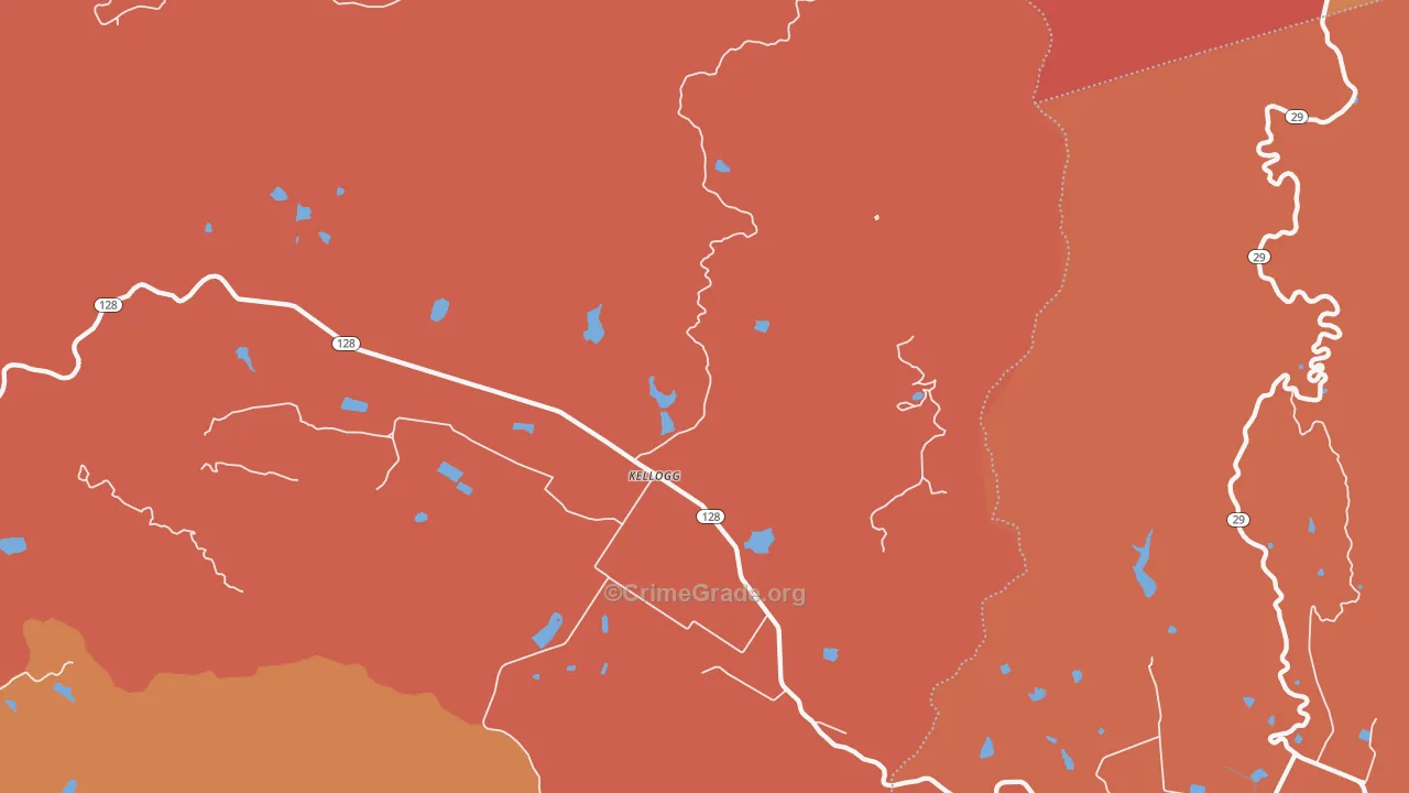 Kellog, CA Map of Robbery Rates