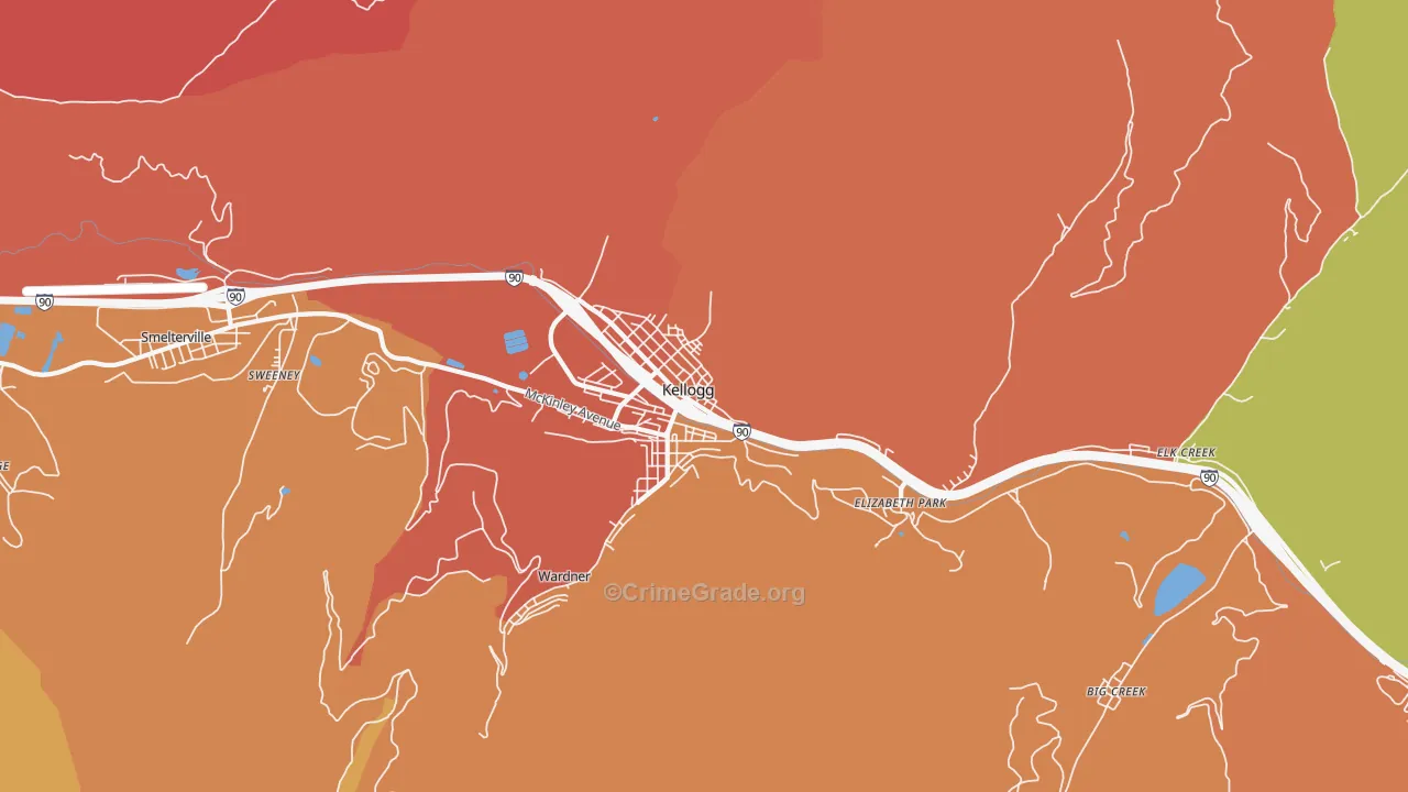 Kellogg, ID Map of Robbery Rates