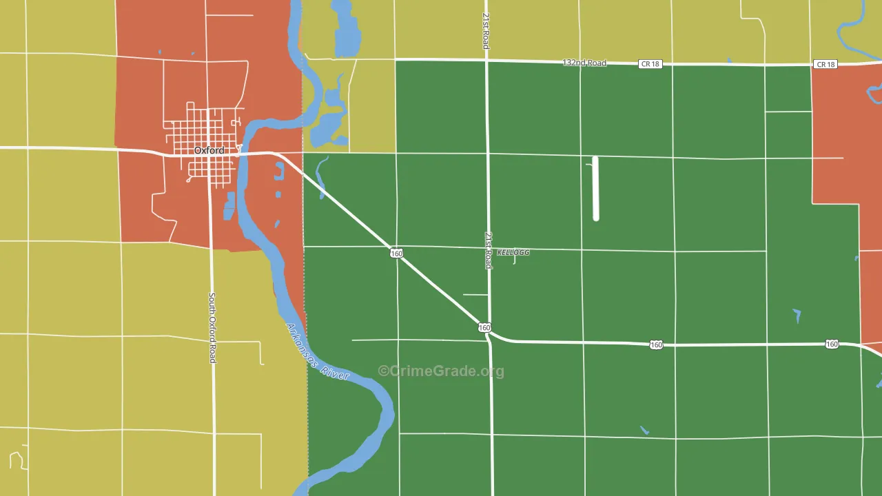 Kellogg, KS Map of Robbery Rates