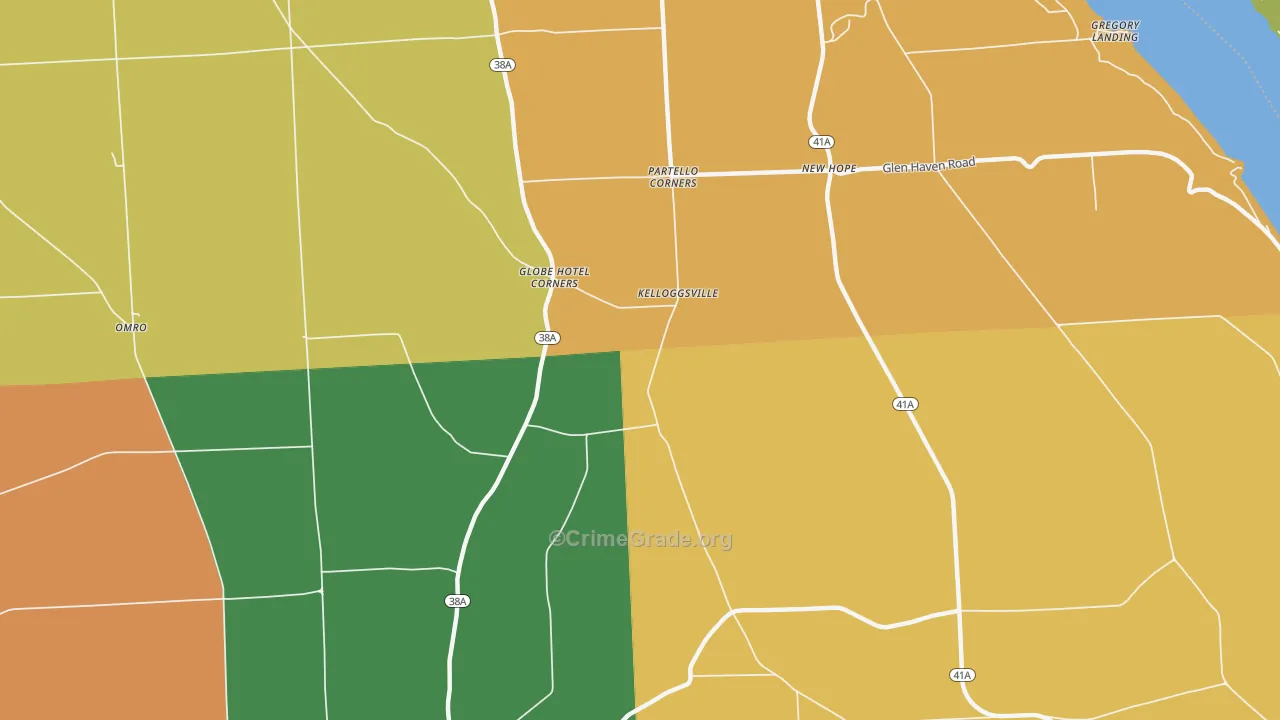 Kelloggsville, NY Map of Robbery Rates