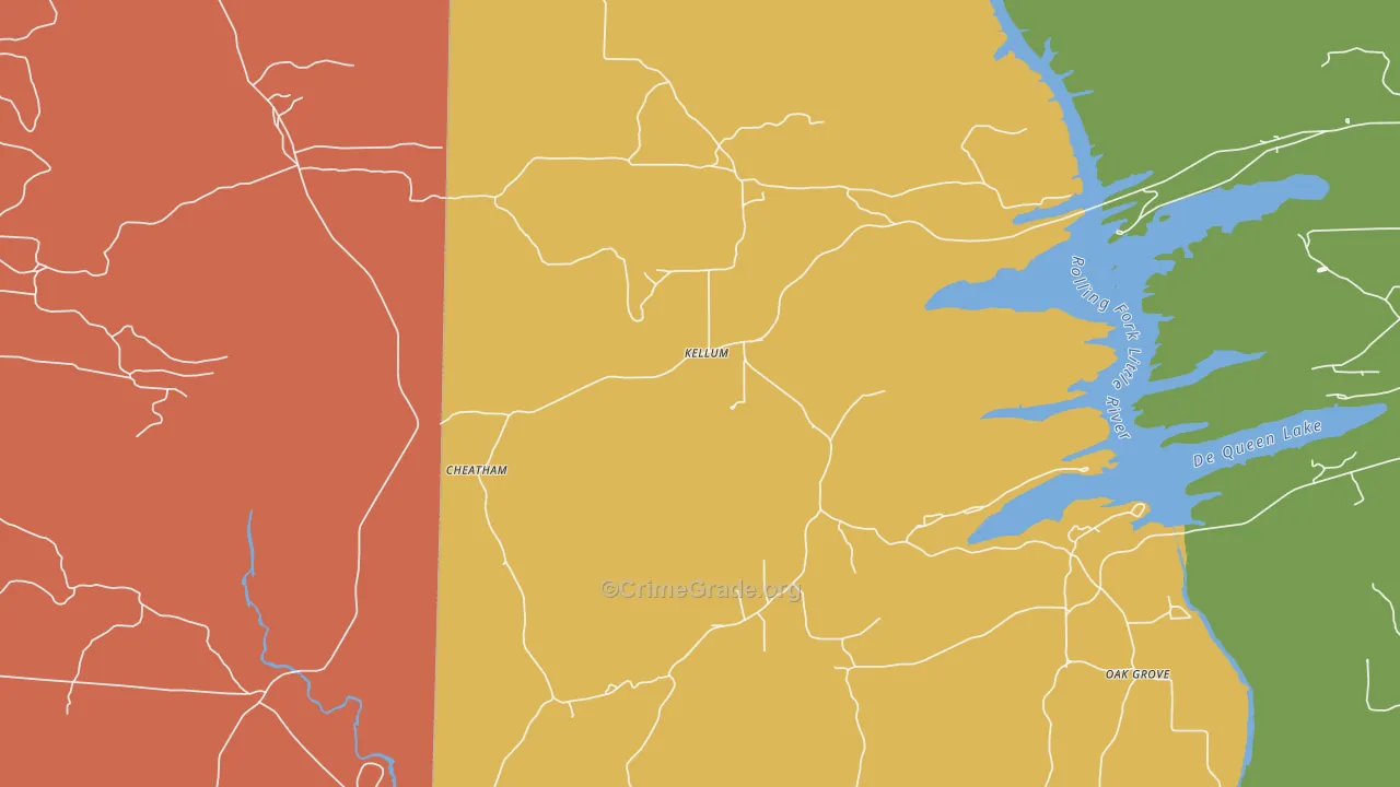 Kellum, AR Map of Robbery Rates