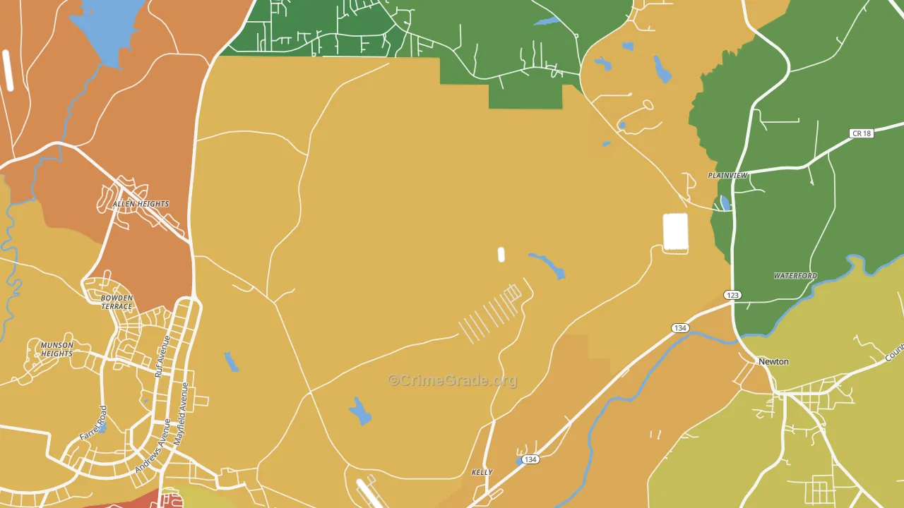 Kelly, AL Map of Robbery Rates
