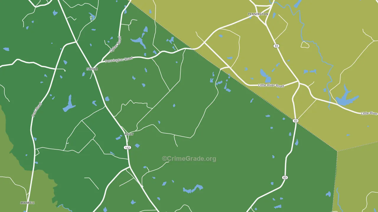 Kelly, GA Map of Robbery Rates
